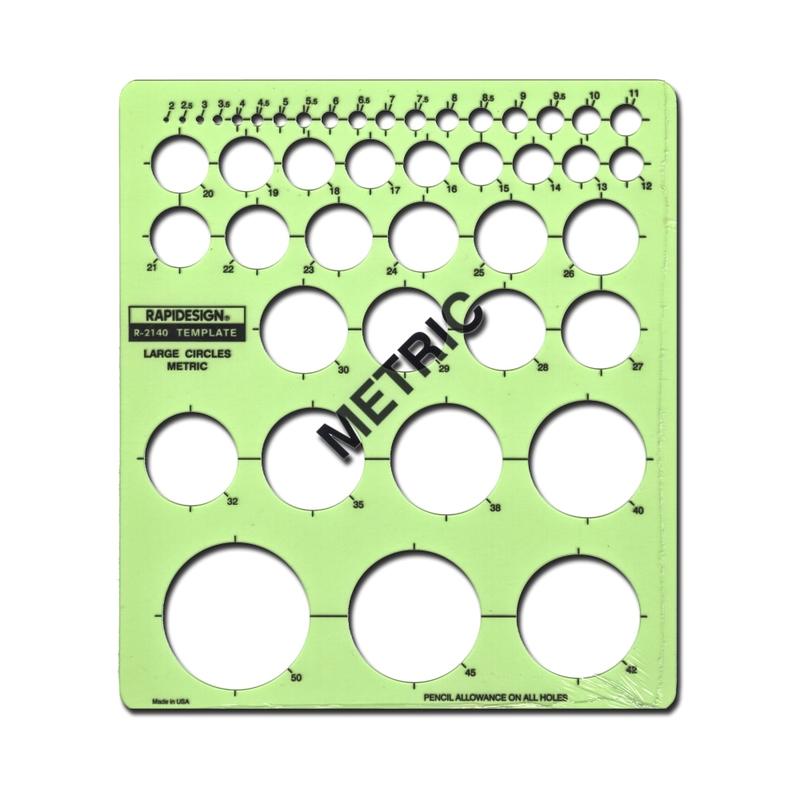 Rapidesign Circle Drafting Template, Metric Large Circles, 44 Circles MPN:R2140
