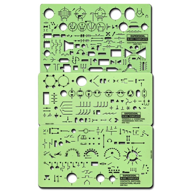 Rapidesign Electrical Drafting And Design Templates, Electrical/Electronic, Set Of 3 MPN:R300