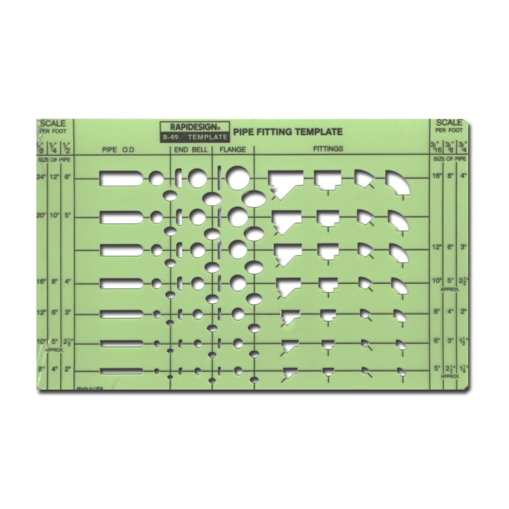 Rapidesign Engineers Drafting And Design Templates, Pipe Fittings MPN:R49