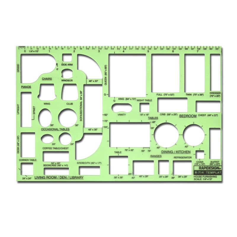 Rapidesign Interior Drafting And Design Templates, House Furnishing MPN:R714