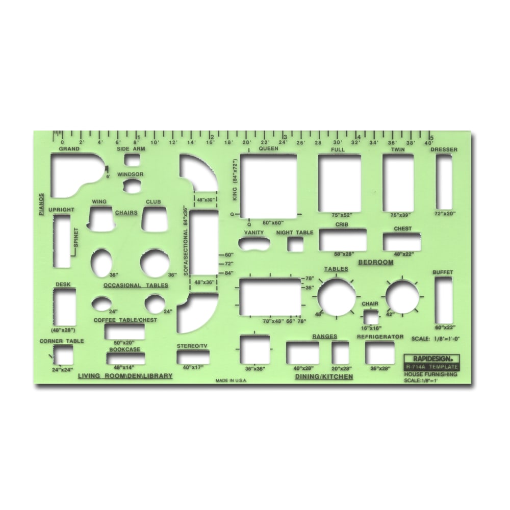 Rapidesign Interior Drafting And Design Templates, House Furnishings MPN:R714A