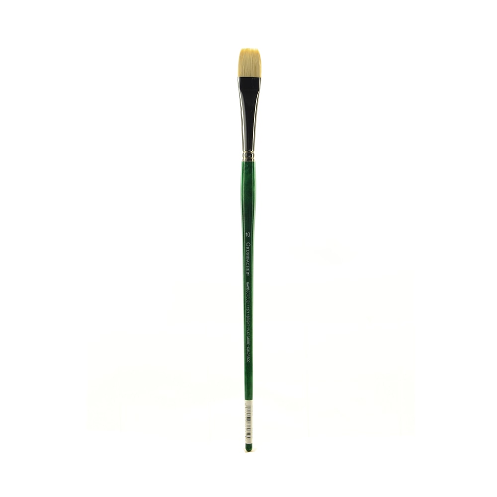 Grumbacher Gainsborough Oil And Acrylic Paint Brush, Size 10, Bright Bristle, Hog Hair, Green MPN:1271B.10