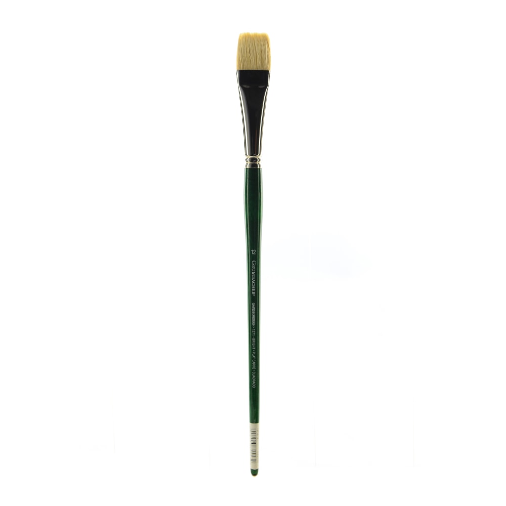 Grumbacher Gainsborough Oil And Acrylic Paint Brush, Size 12, Bright Bristle, Hog Hair, Green MPN:1271B.12