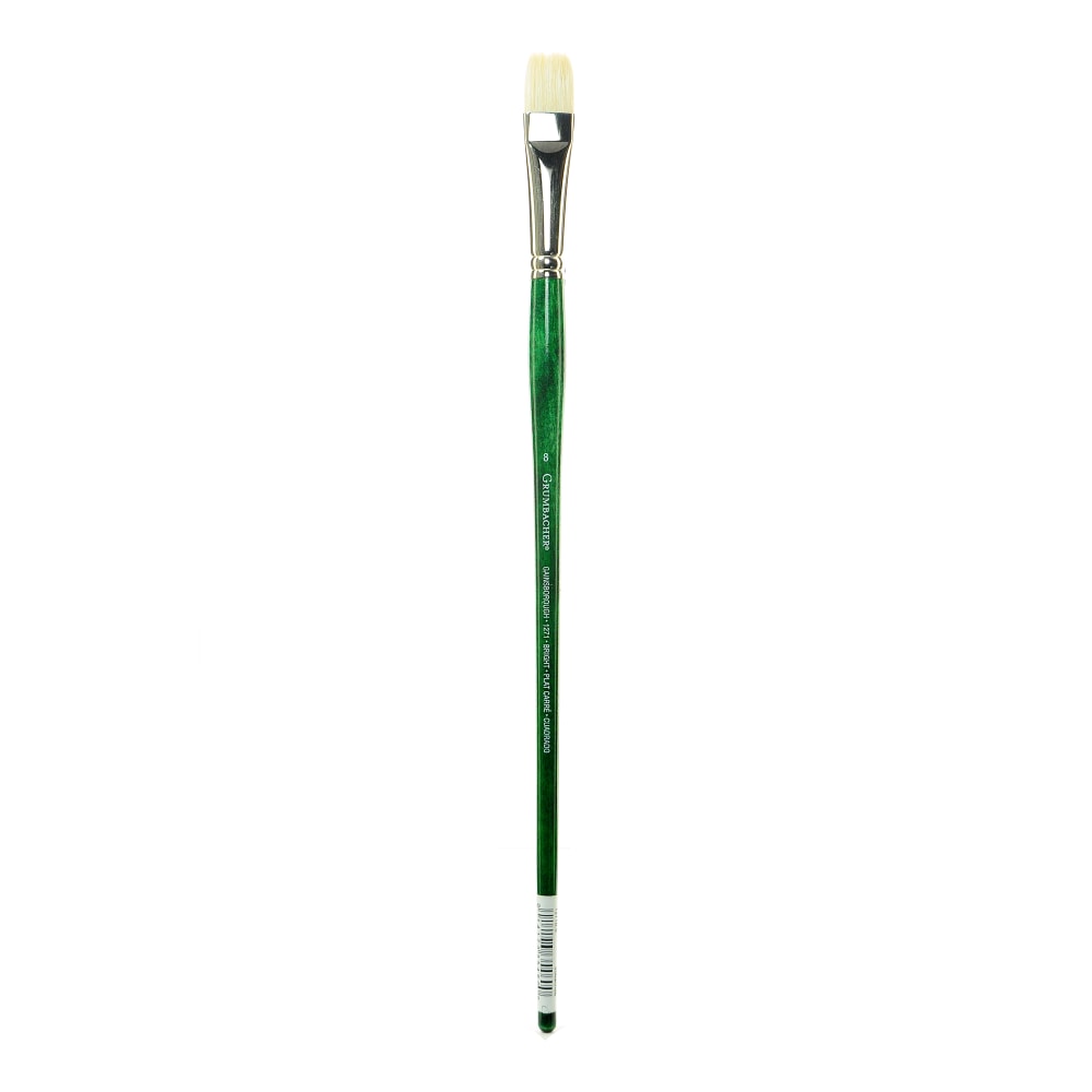 Grumbacher Gainsborough Oil And Acrylic Paint Brush, Size 8, Bright Bristle, Hog Hair, Green MPN:1271B.8