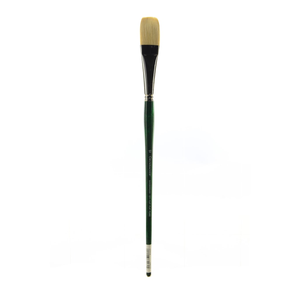 Grumbacher Gainsborough Oil And Acrylic Paint Brush, Size 12, Flat Bristle, Hog Hair, Black MPN:1271F.12