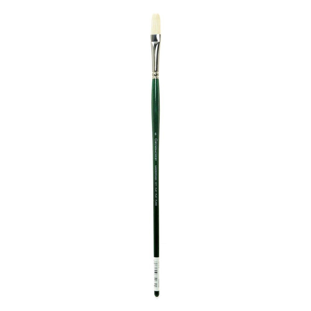 Grumbacher Gainsborough Oil And Acrylic Paint Brush, Size 6, Flat Bristle, Hog Hair, Green MPN:1271F.6
