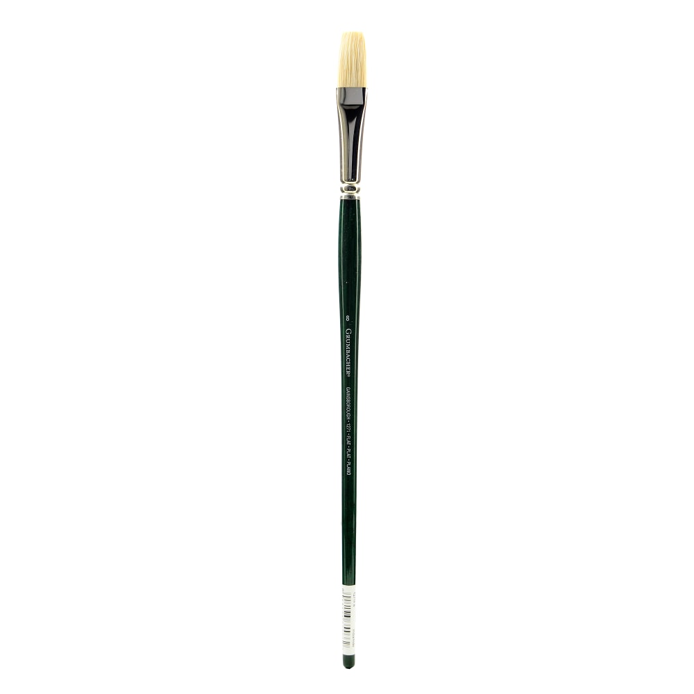 Grumbacher Gainsborough Oil And Acrylic Paint Brush, Size 8, Flat Bristle, Hog Hair, Black MPN:1271F.8