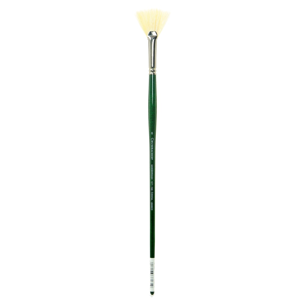 Grumbacher Gainsborough Oil And Acrylic Paint Brush, Size 6, Fan Bristle, Hog Hair, Green MPN:1271N.6