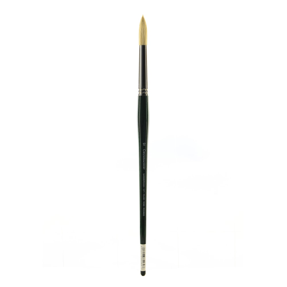 Grumbacher Gainsborough Oil And Acrylic Paint Brush, Size 12, Round Bristle, Hog Hair, Black MPN:1271R.12