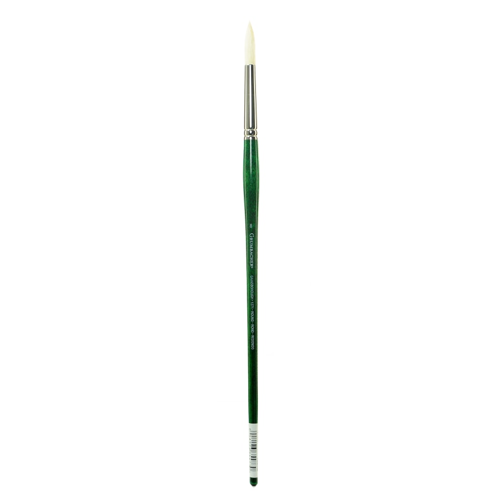 Grumbacher Gainsborough Oil And Acrylic Paint Brush, Size 8, Round Bristle, Hog Hair, Green MPN:1271R.8