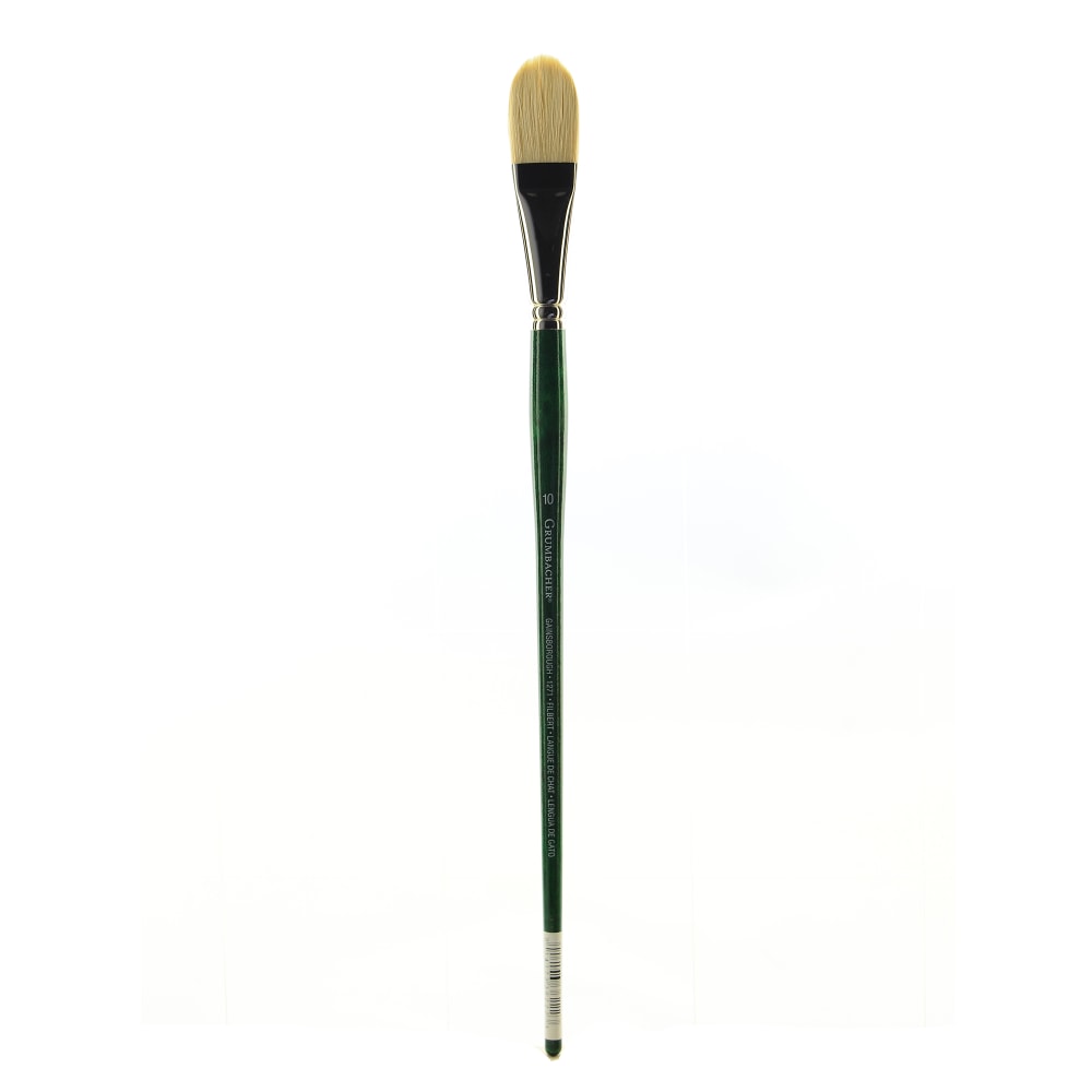 Grumbacher Gainsborough Oil And Acrylic Paint Brush, Size 10, Filbert Bristle, Hog Hair, Green MPN:1271T.10