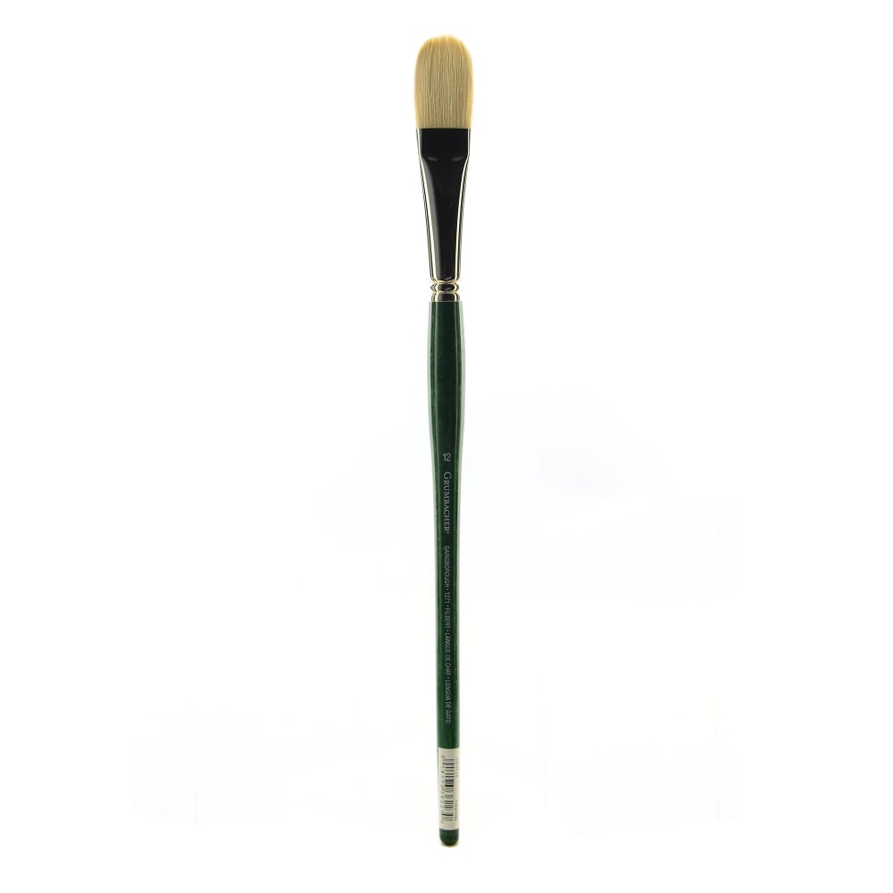 Grumbacher Gainsborough Oil And Acrylic Paint Brush, Size 12, Filbert Bristle, Hog Hair, Green MPN:1271T.12