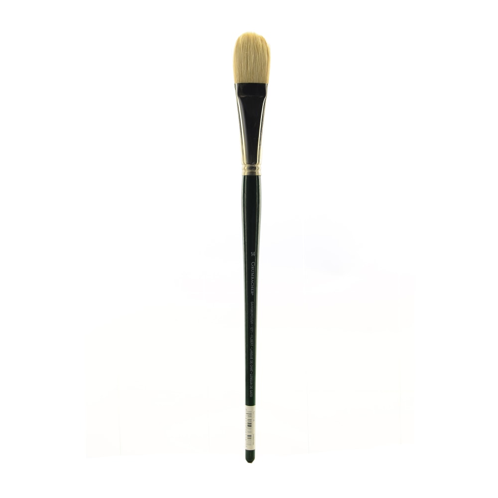 Grumbacher Gainsborough Oil And Acrylic Paint Brush, Size 14, Filbert Bristle, Hog Hair, Green MPN:1271T.14