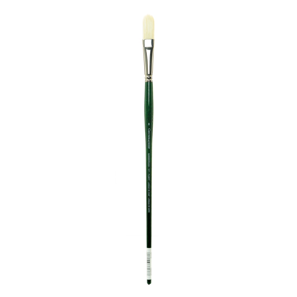 Grumbacher Gainsborough Oil And Acrylic Paint Brush, Size 8, Filbert Bristle, Hog Hair, Green MPN:1271T.8