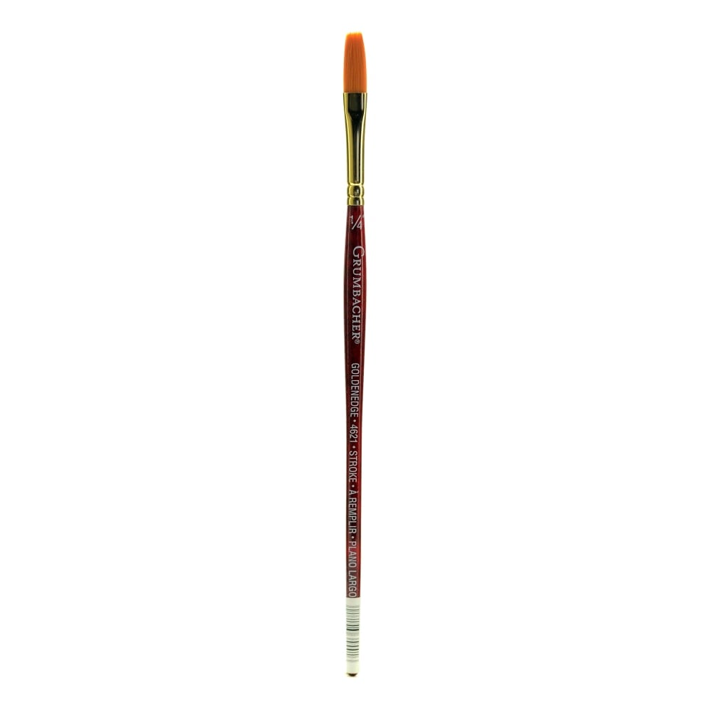 Grumbacher Goldenedge Watercolor Paint Brush, 1/4in, Stroke Bristle, Sable Hair, Dark Red MPN:4621.025