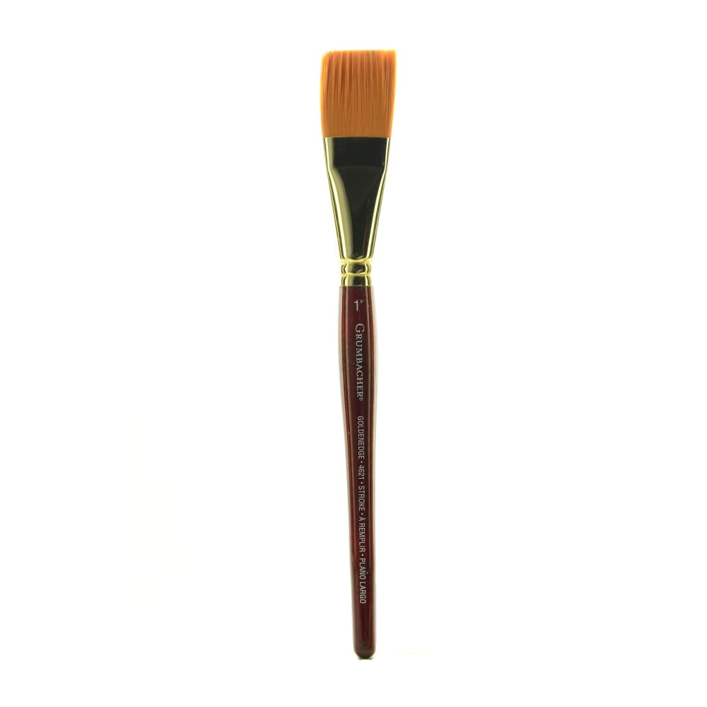 Grumbacher Goldenedge Watercolor Paint Brush, 1in, Stroke Bristle, Sable Hair, Dark Red MPN:4621.100