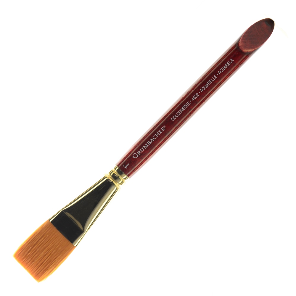 Grumbacher Goldenedge Watercolor Paint Brush, 1in, Aquarelle Bristle, Sable Hair, Brown MPN:4622.100