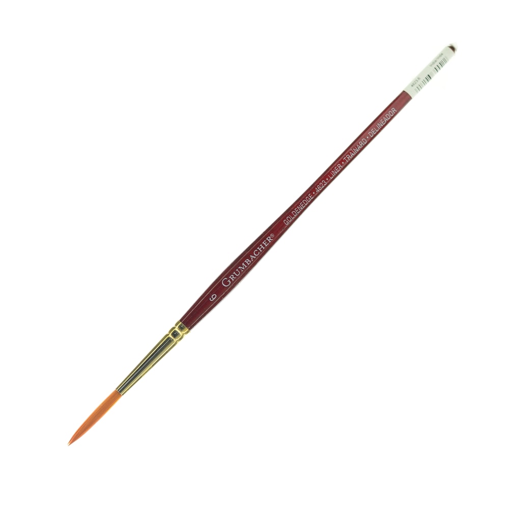 Grumbacher Goldenedge Watercolor Paint Brush, Size 6, Liner, Synthetic Filament, Dark Red MPN:4623.6