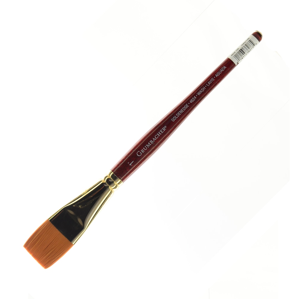 Grumbacher Goldenedge Watercolor Paint Brush, 1in, Wash, Synthetic Filament, Dark Red MPN:4624.100