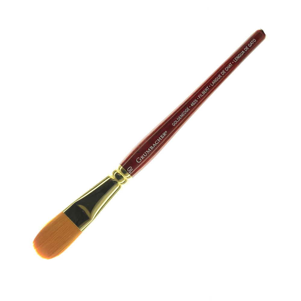 Grumbacher Goldenedge Watercolor Paint Brush, Size 10, Filbert, Synthetic Filament, Dark Red MPN:4625.10