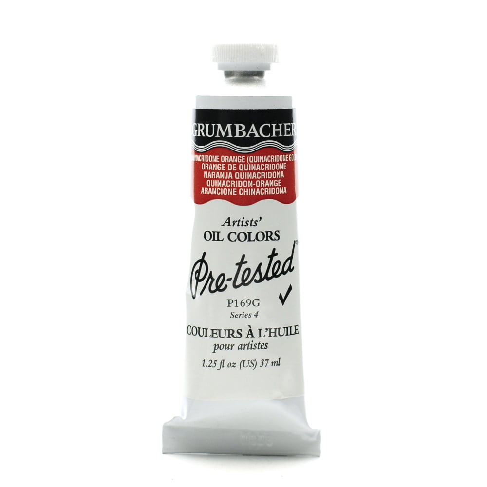 Grumbacher P169 Pre-Tested Artists Oil Colors, 1.25 Oz, Quinacridone Orange MPN:P169G