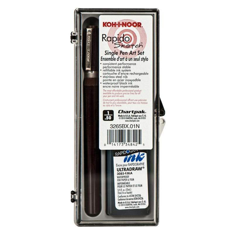 Koh-I-Noor Rapidosketch Technical Pen Set, 0.50 mm, Black Ink MPN:3265BX.01N