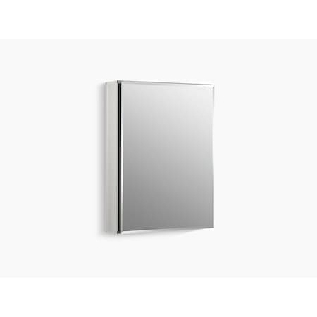 Aluminum Single-Door Medicine Cabinet With Mirrored Door, Beveled Edges 20