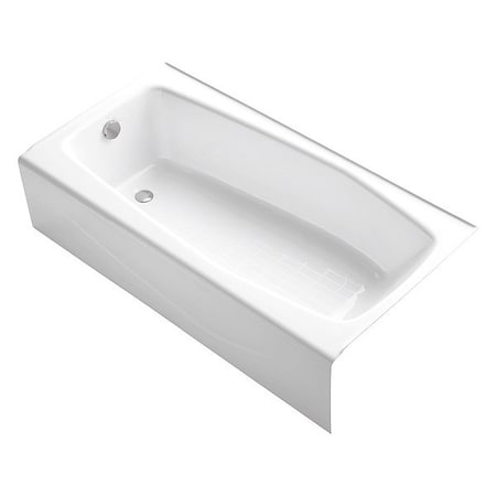 Bathtub, 60 in L, 30 1/4 in W, White, Cast Iron, Left MPN:K-715-0
