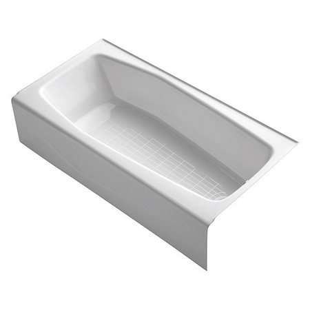 Bathtub, 60 in L, 30 1/4 in W, White, Cast Iron, Right MPN:K-716-0