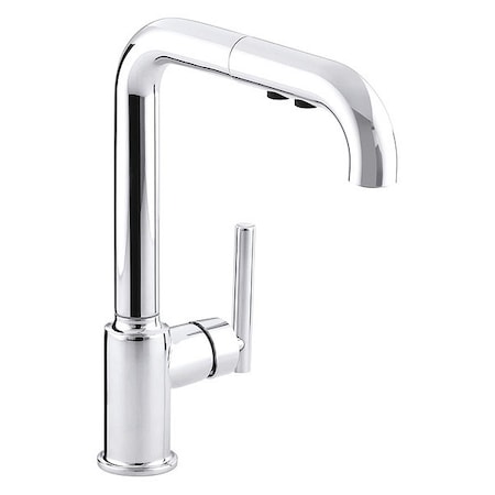 Mid Arc Pull Out Kitchen Sink Faucet, Manual, Single Hole Only Mount, 1 Hole MPN:K-7505-CP