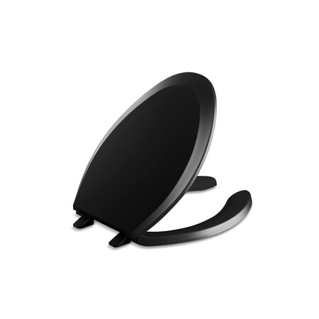 Lustra Elongated Toilet Seat With Cover, Plastic; Sturdy plastic, Black MPN:4650-7