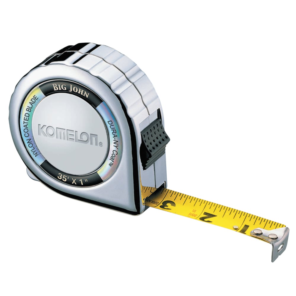 Komelon USA Big John Tape Measure, 1in x 35ft, Yellow/Chrome MPN:535C