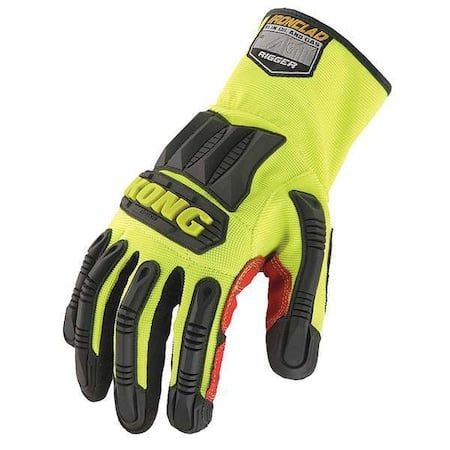 KONG® Mechanics Gloves, Synthetic Leather Palm, Nylon, Spandex Back, S, Black/Lime MPN:KRIG-02-S