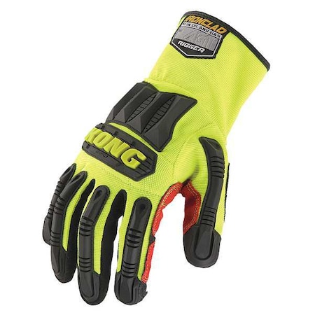 KONG® Mechanics Gloves, Synthetic Leather Palm, Nylon, Spandex Back, M, Black/Lime MPN:KRIG-03-M