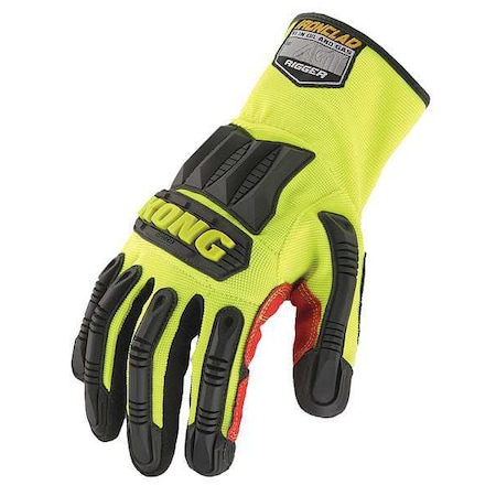 KONG® Mechanics Gloves, Synthetic Leather Palm, Nylon, Spandex Back, XL, Black/Lime MPN:KRIG-05-XL