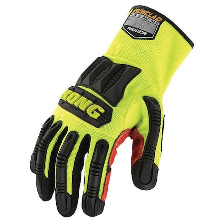 KONG® Mechanics Gloves, Synthetic Leather Palm, Nylon, Spandex Back, 2XL, Black/Lime MPN:KRIG-06-XXL