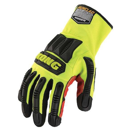 KONG® Mechanics Gloves, Synthetic Leather Palm, Nylon, Spandex Back, 3XL, Black/Lime MPN:KRIG-07-XXXL