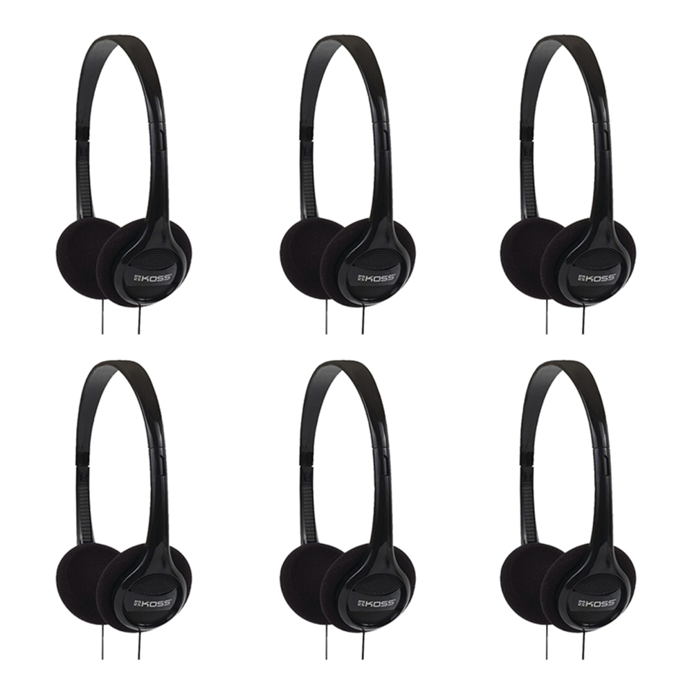 Koss KPH7 Colors On Ear Headphones, Black, Wired, 32 Ohm, 80 Hz 18 kHz, Over-the-head, Binaural, Supra-aural, 4 ft Cable, 843631119402 - 6/Pack MPN:843631119402