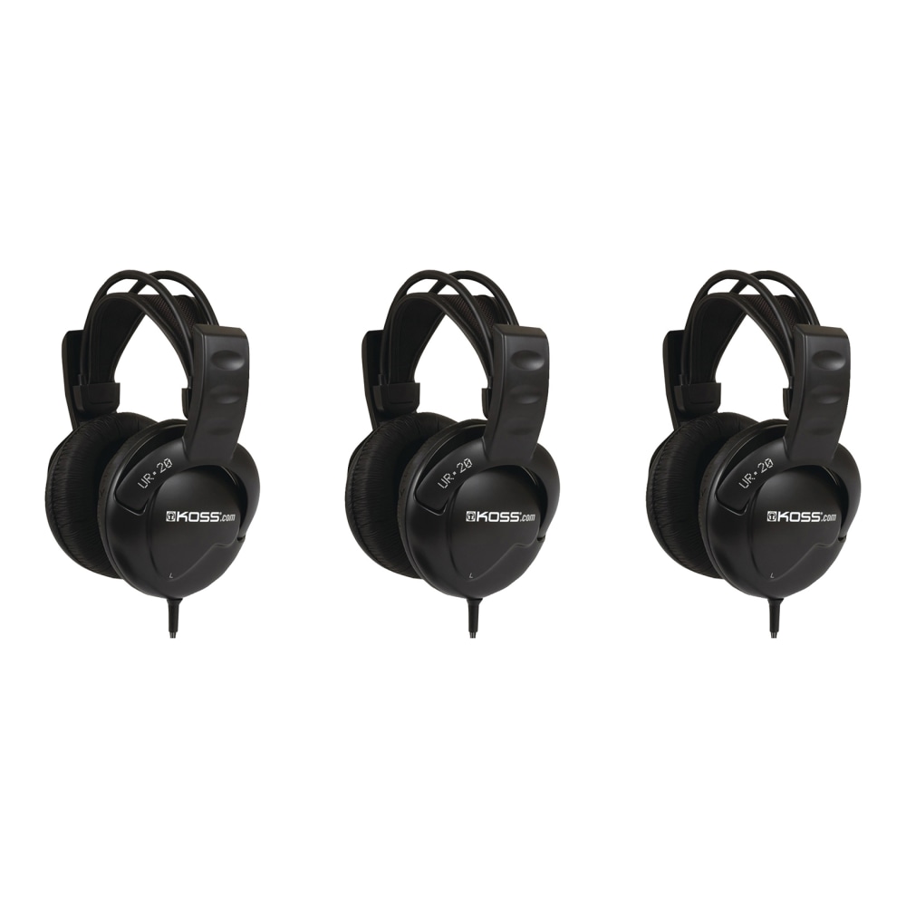 Koss UR20 Over Ear Headphones - Stereo - Wired - 32 Ohm - 30 Hz to 20 kHz - Over-the-head - Binaural - Circumaural - 8 ft Cable - 3/Pack MPN:843631119457