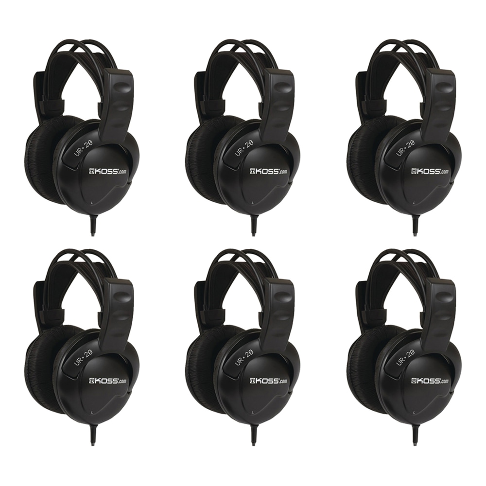 Koss UR20 Over Ear Headphones - Stereo - Wired - 32 Ohm - 30 Hz to 20 kHz - Over-the-head - Binaural - Circumaural - 8 ft Cable - 6/Pack MPN:843631119464