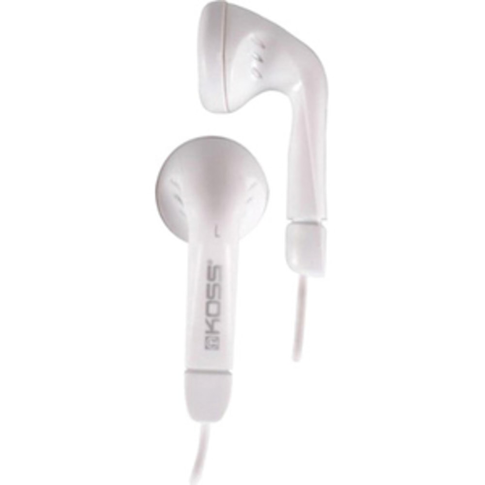 Koss KE5 Earphone - Stereo - Mini-phone (3.5mm) - Wired - 16 Ohm - 60 Hz to 20 kHz - Earbud - Binaural - Outer-ear - 4 ft Cable - White MPN:KE5W