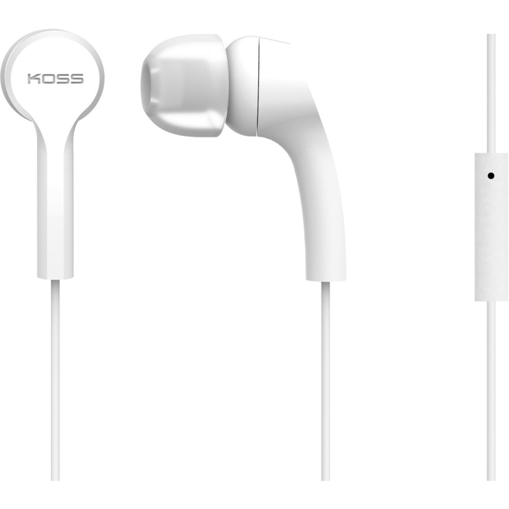 Koss KEB9i In-Ear Headphones - Stereo - Mini-phone (3.5mm) - Wired - 16 Ohm - 18 Hz to 20 kHz - Earbud - Binaural - In-ear - 4 ft Cable - White MPN:KEB9IW