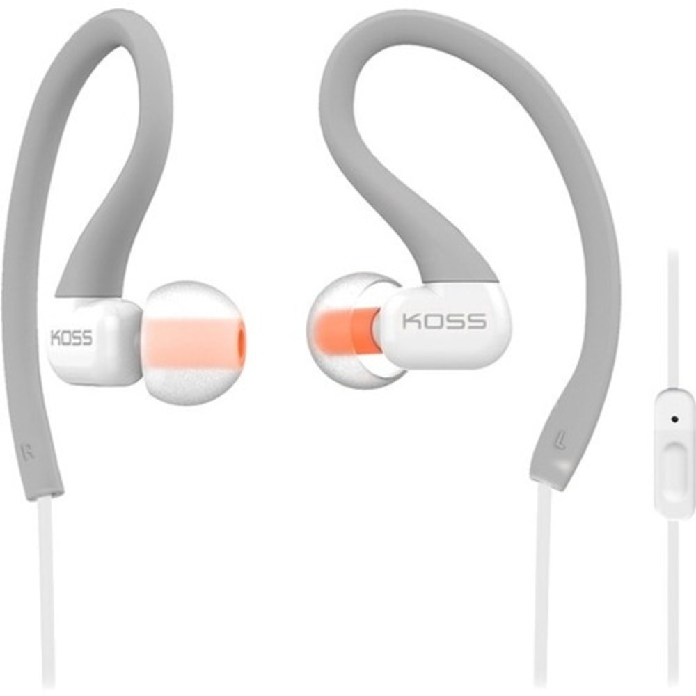 Koss FitSeries KSC32i Earset - Stereo - Mini-phone (3.5mm) - Wired - 16 Ohm - 15 Hz - 20 kHz - Over-the-ear, Earbud - Binaural - In-ear - 3.94 ft Cable - Gray, Orange (Min Order Qty 4) MPN:KSC32IGRY