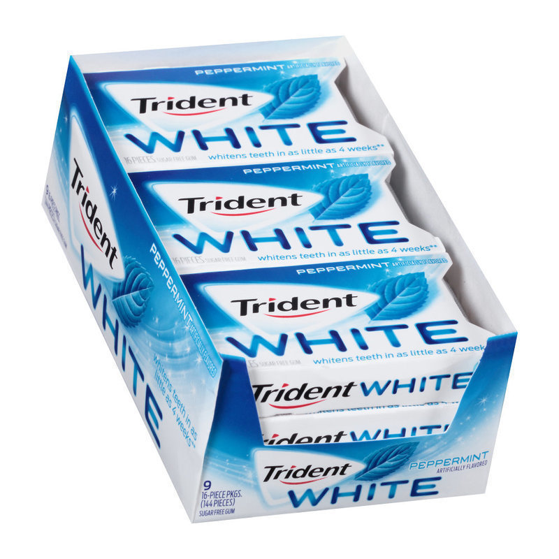 Trident White Peppermint Sugar-Free Gum, Box Of 9 Packs MPN:67608