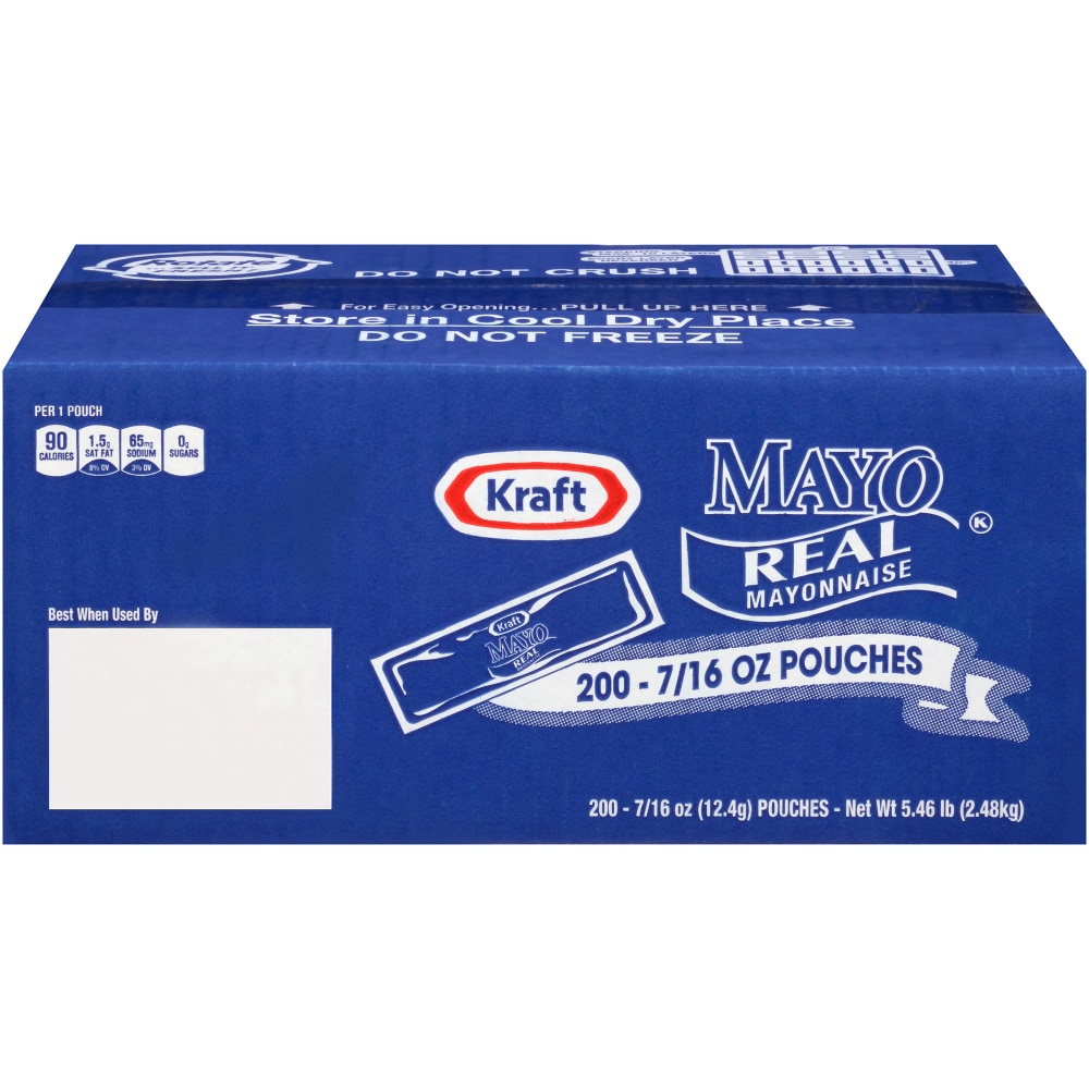 Kraft Foods Real Mayonnaise Packets, Pack Of 200 Packets MPN:5468