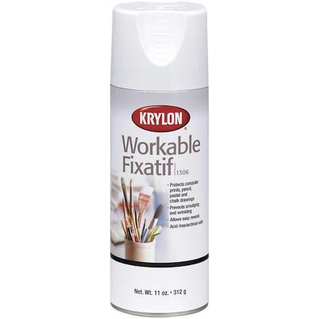 Workable Fixative Spray, Clear, Gloss, Solvent, 11 oz MPN:K01306