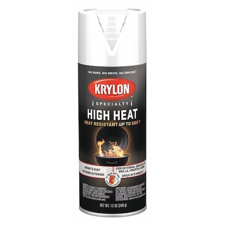 Spray Paint, White, Flat, Solvent, 12 oz MPN:K01505777