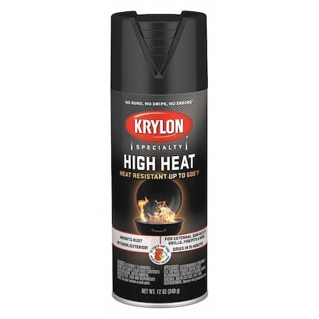 Spray Paint, Black, Flat, Solvent, 12 oz MPN:K01618777