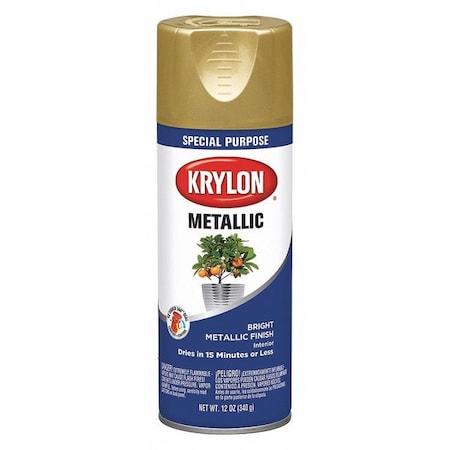 Spray Paint, Bright Gold, Metallic, Solvent, 11 oz MPN:K01701A77