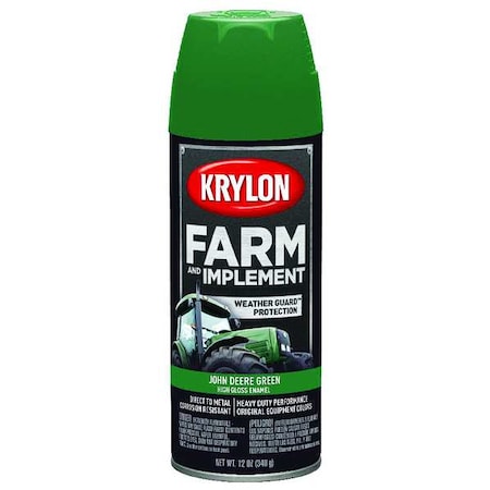 Spray Paint, John Deere Green, High-Gloss, Solvent, 12 oz MPN:K01932008